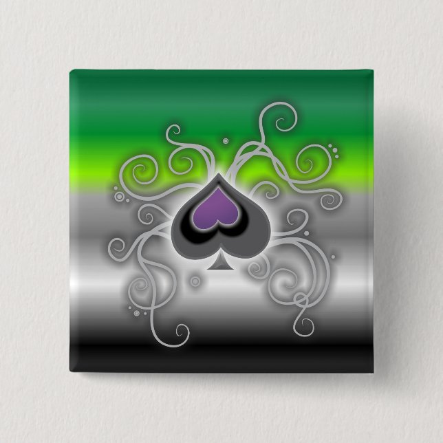 Geebot's aro flag ace spade logo - pride button (Front)