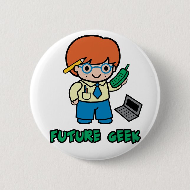 Geek (boy) 6 cm round badge (Front)
