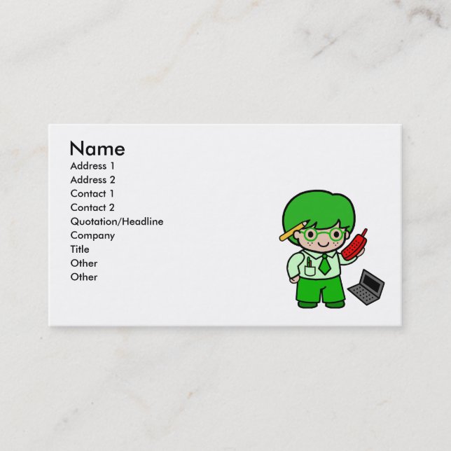 Geek Boy Business Card (Front)
