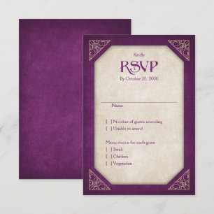Geek Burgundy Library Book Literary Wedding RSVP Card