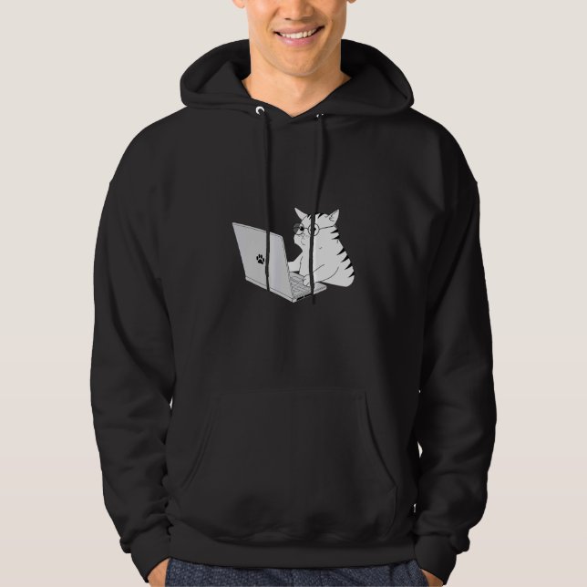 Geek Cat Working From Home Hoodie (Front)