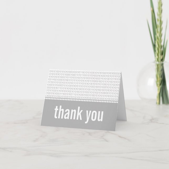 Geek Chic Binary Code Thank You Card, Grey (Front)