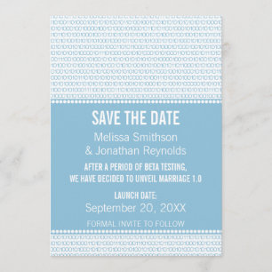 Geek Chic Binary Save the Date Invite, Blue