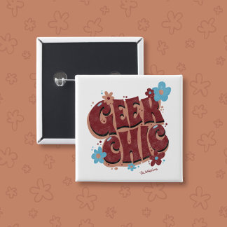 Geek Chic Hand-Lettered Floral Text Design 15 Cm Square Badge