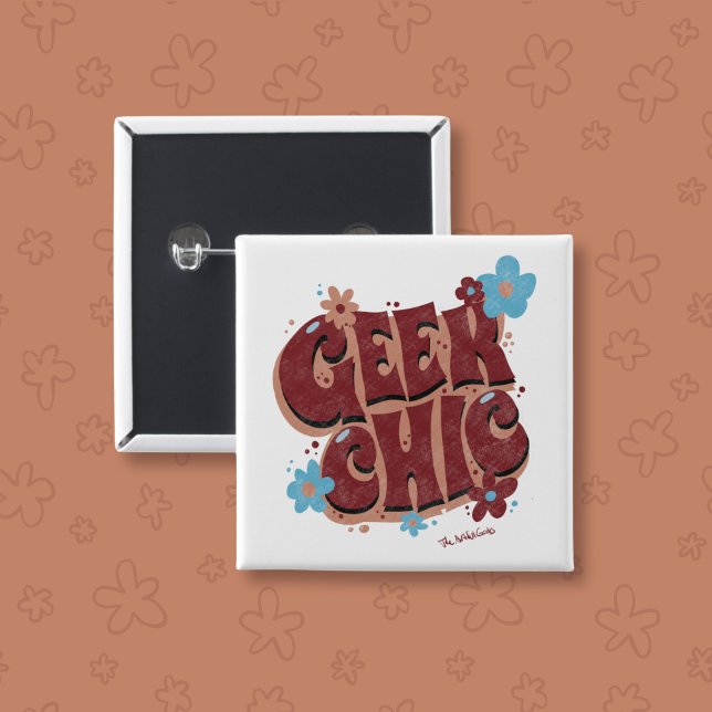 Geek Chic Hand-Lettered Floral Text Design 15 Cm Square Badge (Creator Uploaded)