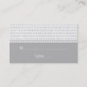 Geek Chic Wedding Place Cards, Grey Card