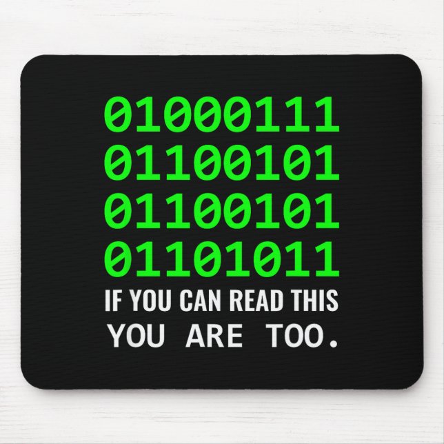 Geek Computer Binary Code Software Developer  Mouse Mat (Front)