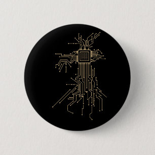 Geek Computer Processor Illustration 6 Cm Round Badge