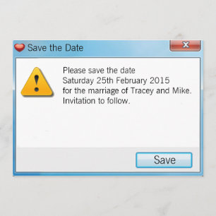 Geek Error Message Save the Date Invitation Blue