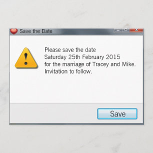 Geek Error Message Save the Date Invitation Grey