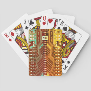Geek Ethnic printed circuit board robotic Initials Playing Cards
