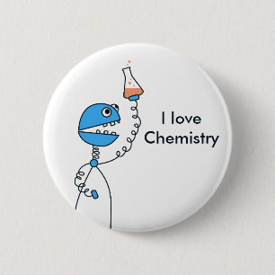 Geek Funny Cartoon Robot Love Chemistry 6 Cm Round Badge