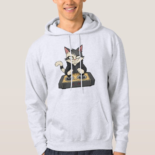 Geek gamer cat with glasses hoodie (Front)