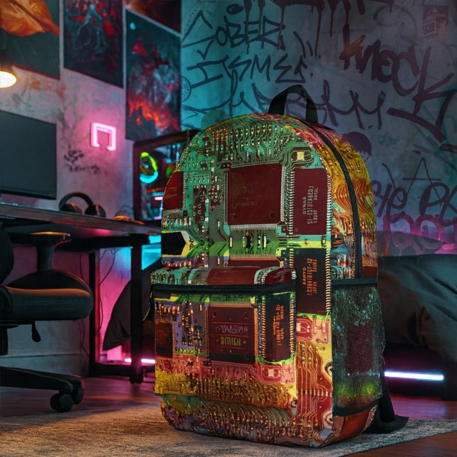 Geek & Glitch printed circuit board robotic Name Backpack (Creator Uploaded)