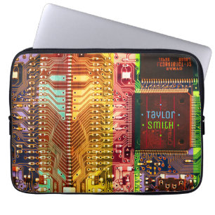 Geek & Glitch printed circuit board robotic Name Laptop Sleeve