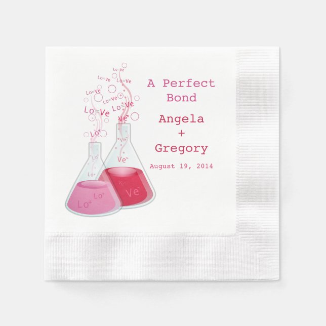 Geek Heart Chemistry Offbeat Personalised Wedding Napkin (Front)