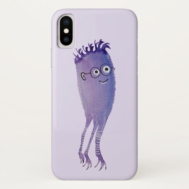 Geek Jellyfish Funny Monster With Glasses Watercol Case-Mate iPhone Case (Back)
