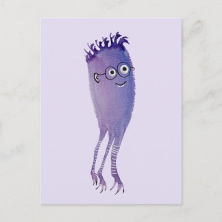 Geek Jellyfish Funny Monster With Glasses Watercol Postcard