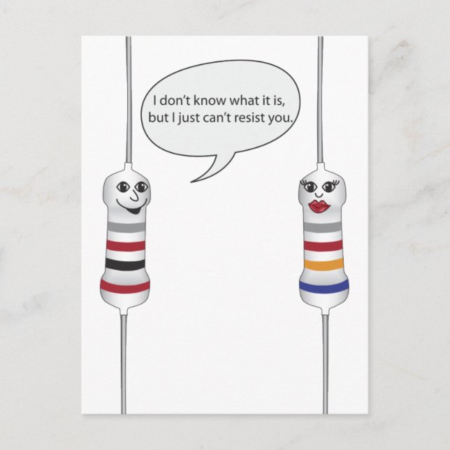 Geek Love Electronics Can't Resist You Funny Postcard (Front)