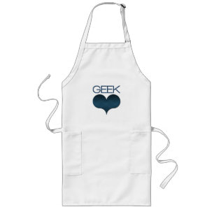 Geek Love (Heart) Apron, Dark Blue Long Apron