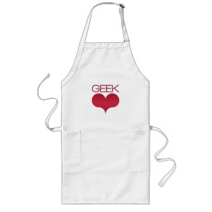 Geek Love (Heart) Apron, Dark Pink Long Apron
