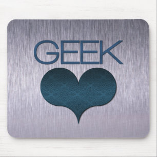 Geek Love (Heart) Mousepad, Dark Blue Mouse Mat