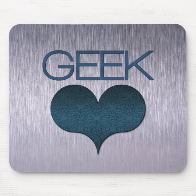 Geek Love (Heart) Mousepad, Dark Blue Mouse Mat (Front)
