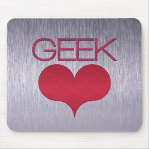 Geek Love (Heart) Mousepad, Dark Pink Mouse Mat