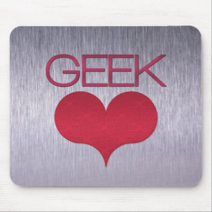 Geek Love (Heart) Mousepad, Dark Pink Mouse Mat