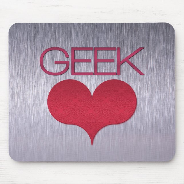 Geek Love (Heart) Mousepad, Dark Pink Mouse Mat (Front)