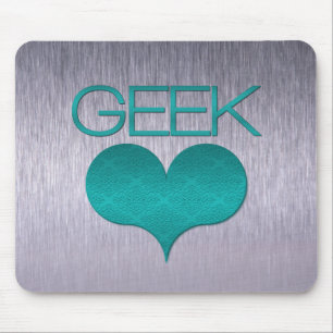 Geek Love (Heart) Mousepad, Turquoise Mouse Mat