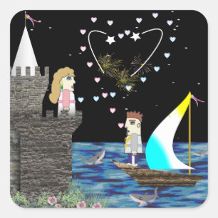 Geek Love Old Game School Custom Square Sticker