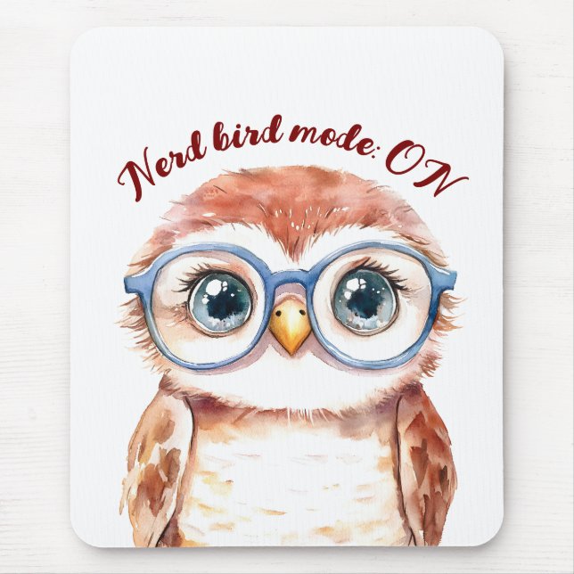 Geek Nerd Bird  Mouse Mat (Front)