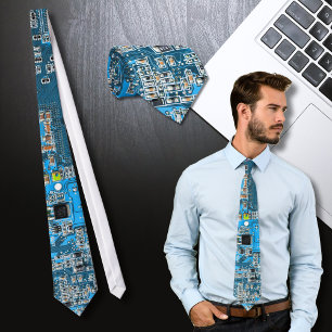 Geek Nerd Computer Geek Circuit Board - blue Tie