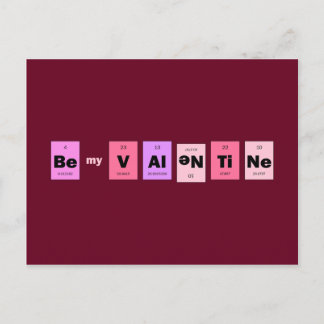 Geek Nerd Science Be My Valentine Holiday Postcard