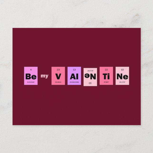 Geek Nerd Science Be My Valentine Holiday Postcard (Front)