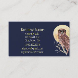 Geek Night Owl in Glasses  Business Card