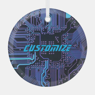 Geek Out Custom PCB Blue Electronic Circuit Board Glass Tree Decoration