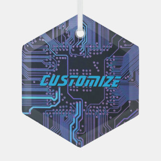 Geek Out Custom PCB Blue Electronic Circuit Board Glass Tree Decoration