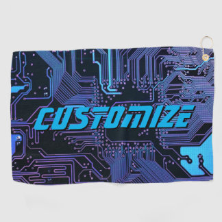 Geek Out Custom PCB Blue Electronic Circuit Board Golf Towel