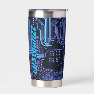 Geek Out Custom PCB Blue Electronic Circuit Board Insulated Tumbler