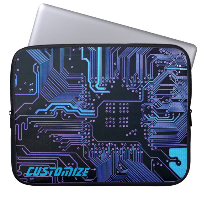 Geek Out Custom PCB Blue Electronic Circuit Board Laptop Sleeve (Front)