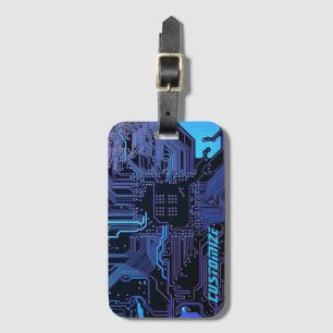 Geek Out Custom PCB Blue Electronic Circuit Board Luggage Tag