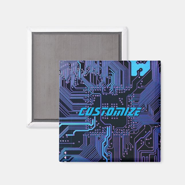 Geek Out Custom PCB Blue Electronic Circuit Board Magnet (Front/Back)