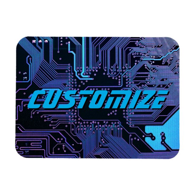Geek Out Custom PCB Blue Electronic Circuit Board Magnet (Horizontal)