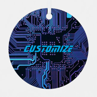 Geek Out Custom PCB Blue Electronic Circuit Board Metal Tree Decoration