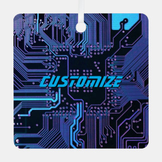Geek Out Custom PCB Blue Electronic Circuit Board Metal Tree Decoration