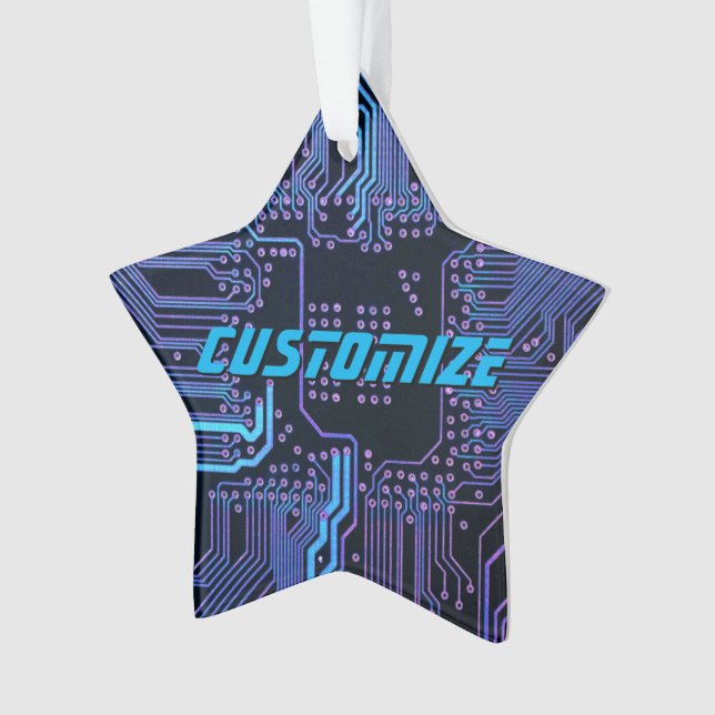 Geek Out Custom PCB Blue Electronic Circuit Board Ornament (Front)