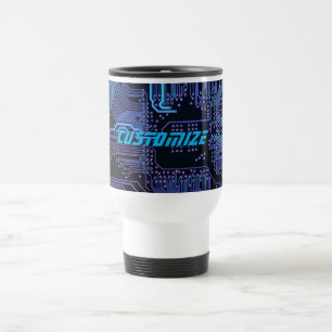 Geek Out Custom PCB Blue Electronic Circuit Board Travel Mug