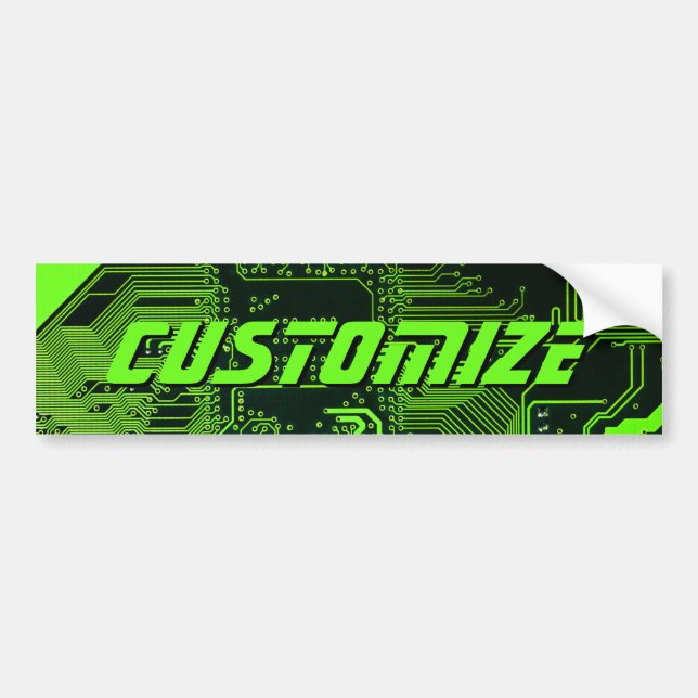 Geek Out Custom PCB Green Electronic Circuit Board Bumper Sticker (Front)